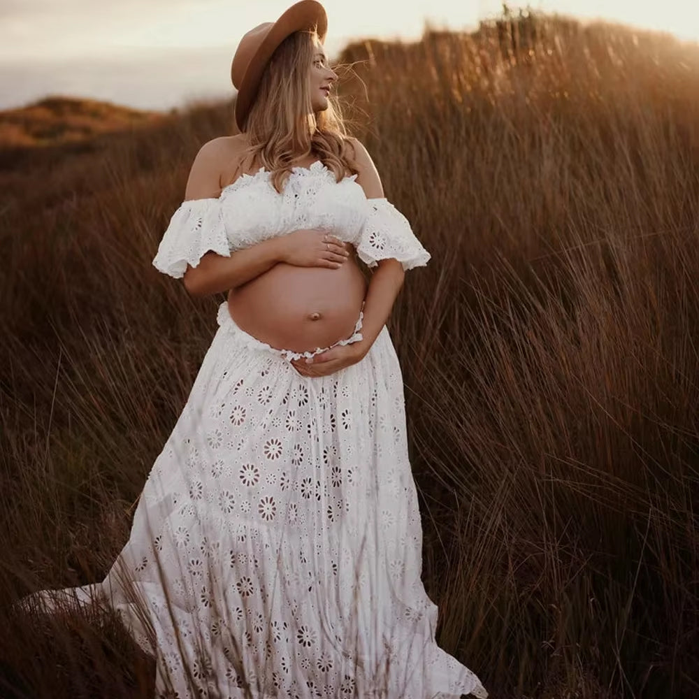 Women's Two Piece Maternity Set - White