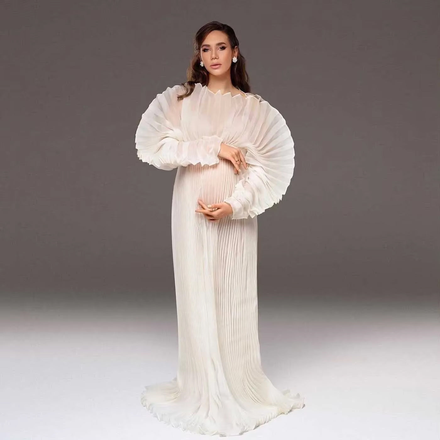 Women's Frill Maternity Dress - Sheer