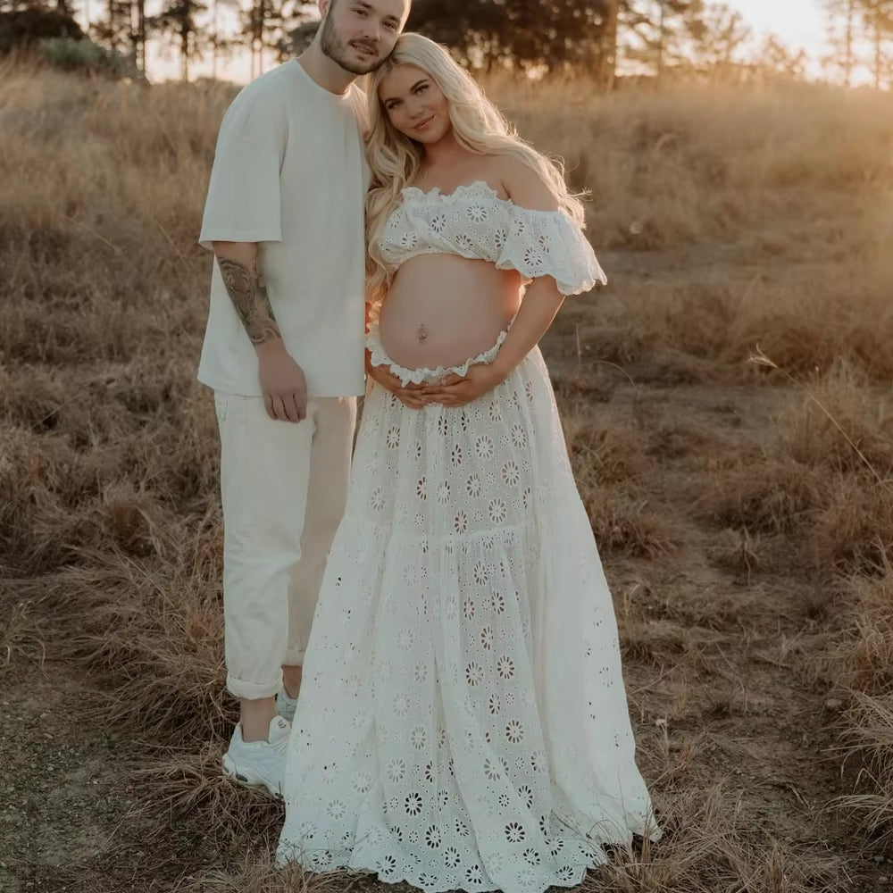 Women's Two Piece Maternity Set - White