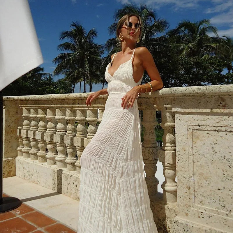 Women's Cream Boho Maxi Dress