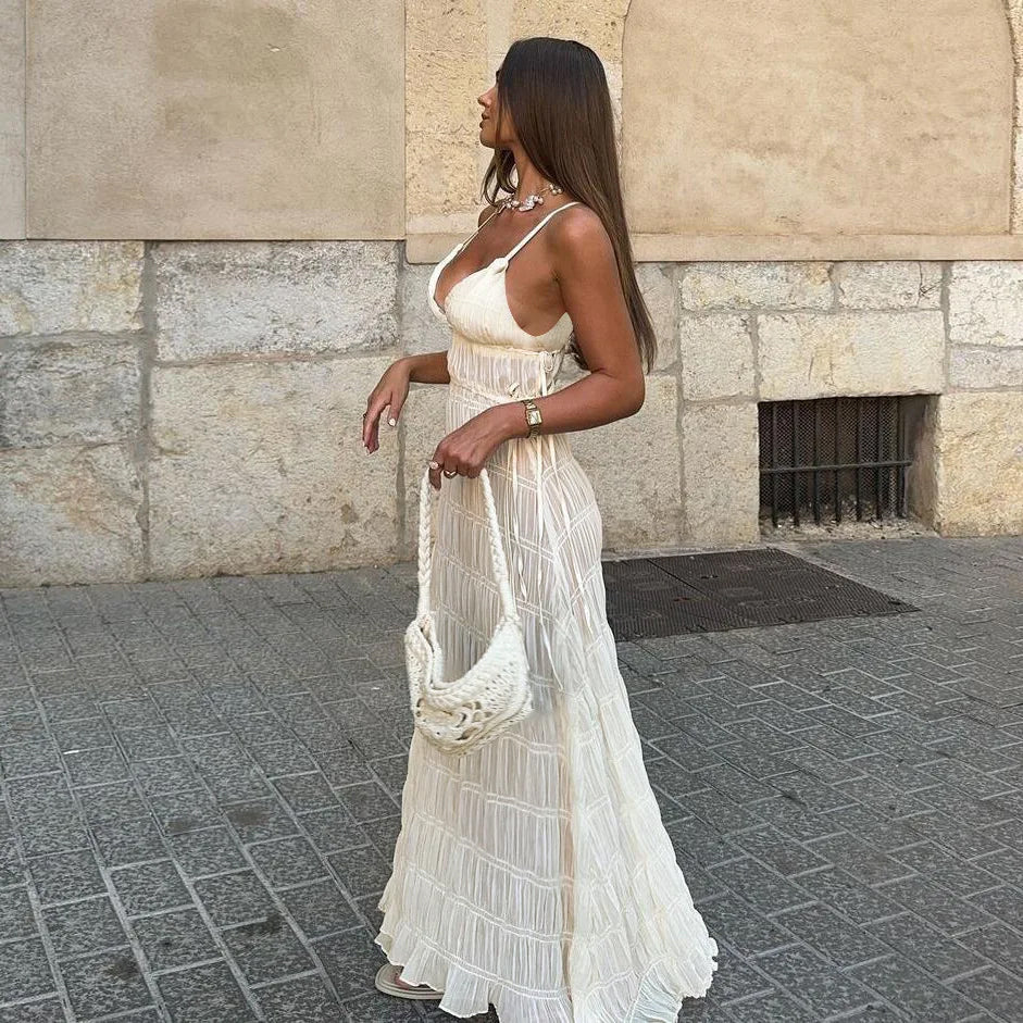 Women's Cream Boho Maxi Dress
