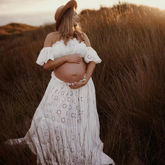 Women's Two Piece Maternity Set - White