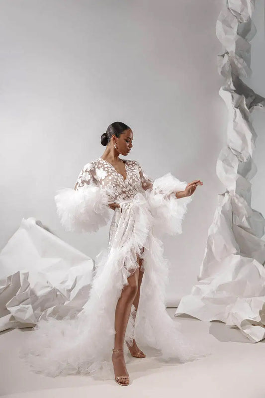 Maternity Robe - Women Robe With Long Sleeves - Wedding Bridal Robe