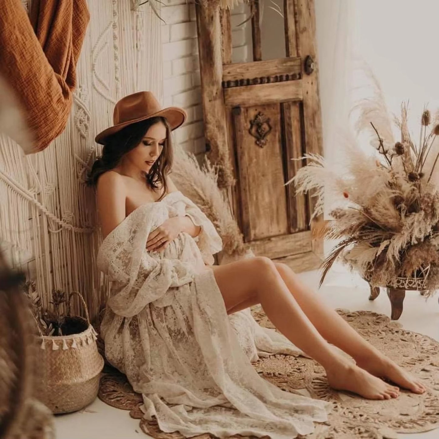 Women's Maternity Gown - Embroidered