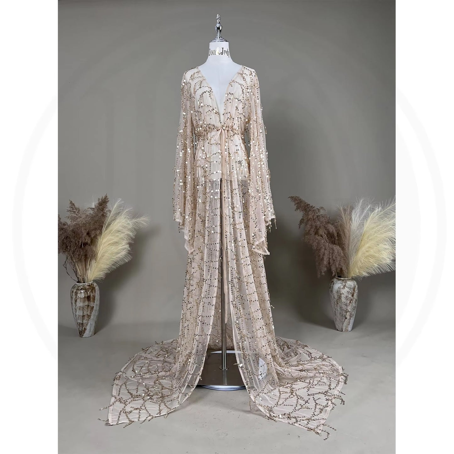 Gold Sequin Robe - Maxi - Women's Maternity Robe
