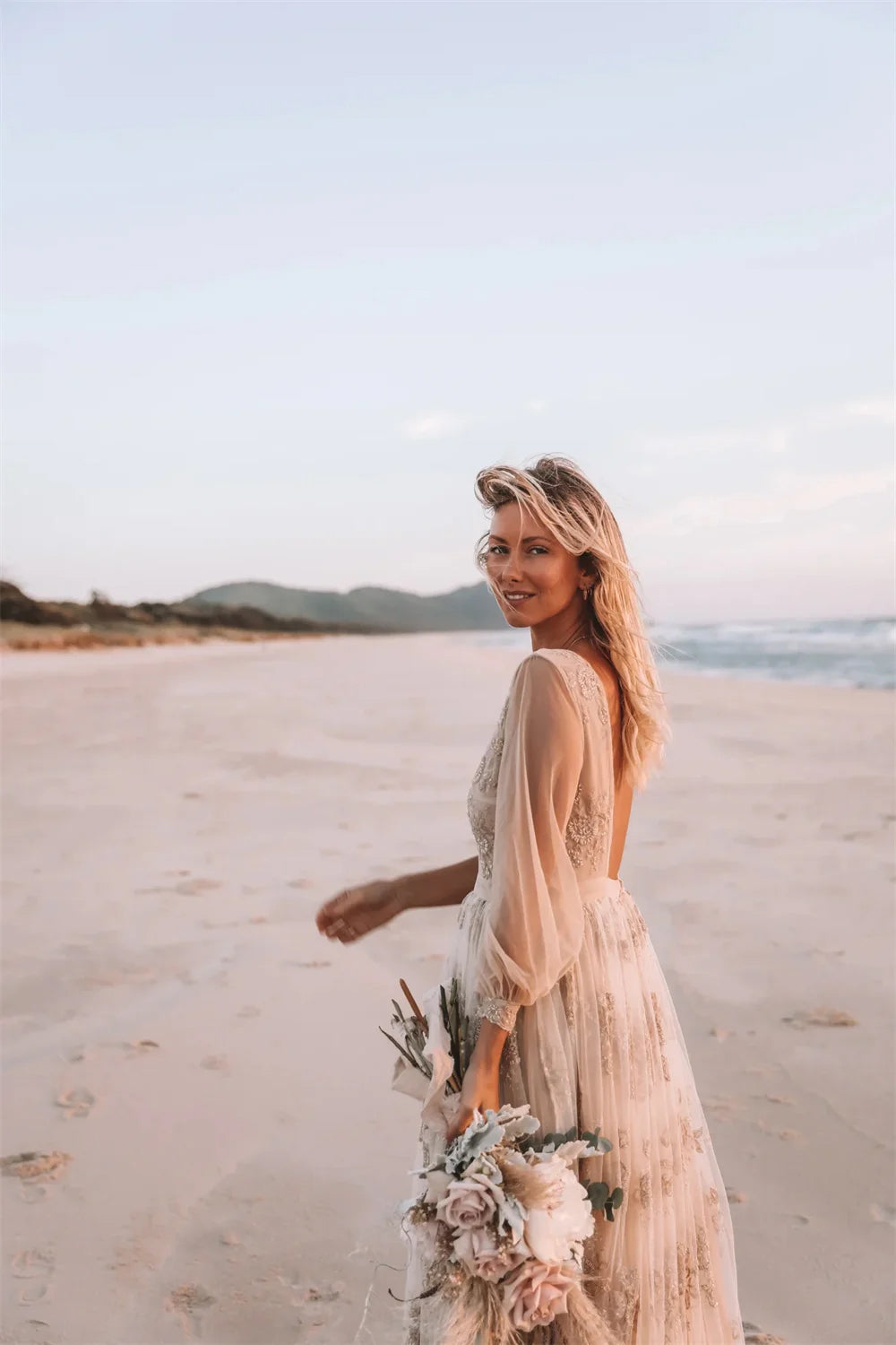Boho Lace Embroidered Long Sleeve Dress