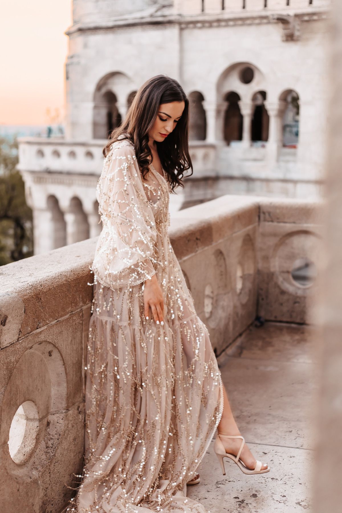 Gold Sequin Robe - Maxi - Women's Maternity Robe
