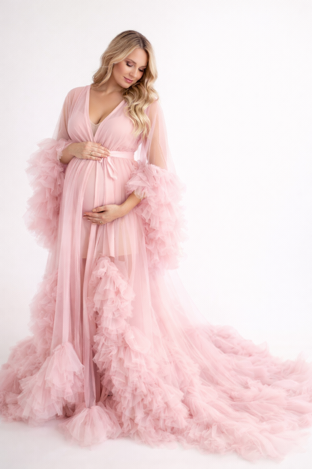 Maternity Fluffy Gown - Long Sleeves