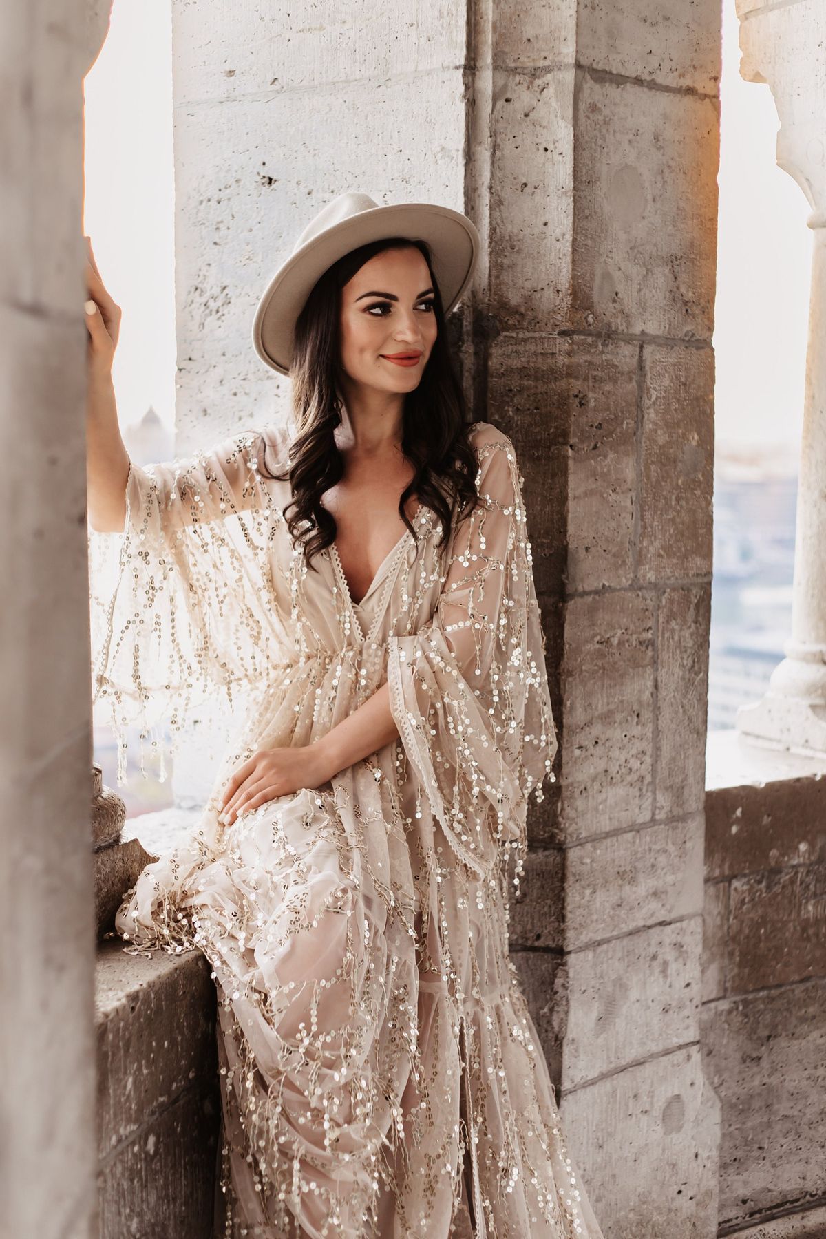 Gold Sequin Robe - Maxi - Women's Maternity Robe