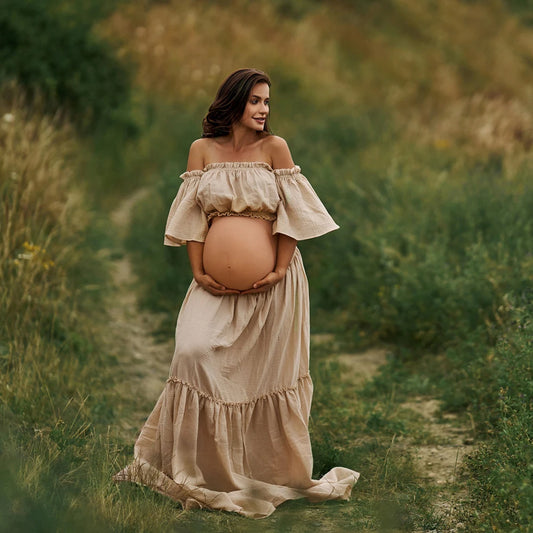 Two Piece Beige Maternity Set - Boho Set