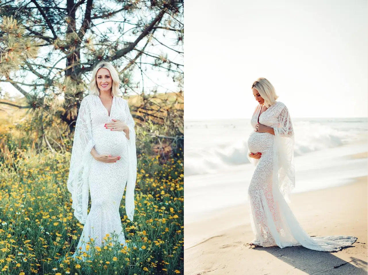 Boho Bat Sleeve Maxi Gown - With Train