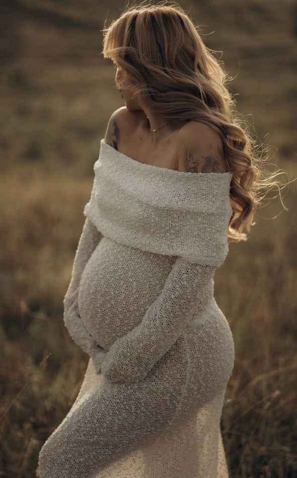 White Knitted Off The Shoulder Dress - Maxi