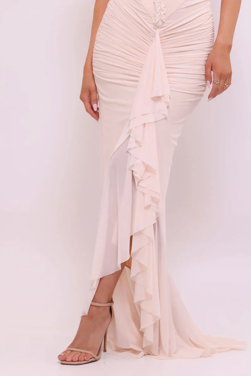 Halter V Neck Backless Gown - Maxi Dress