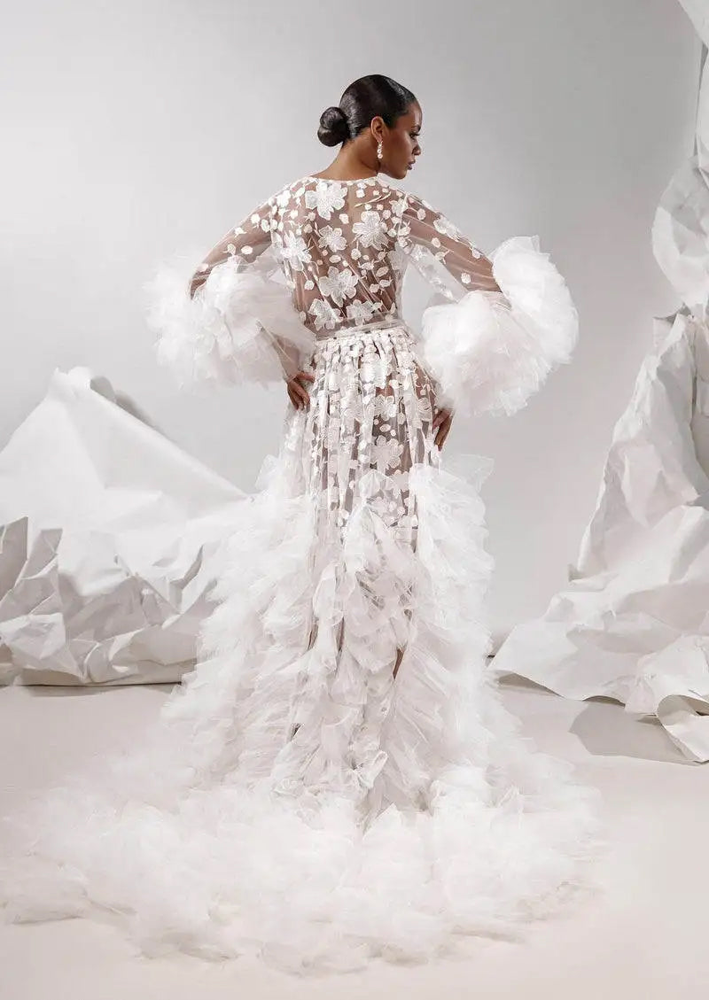 Maternity Robe - Women Robe With Long Sleeves - Wedding Bridal Robe