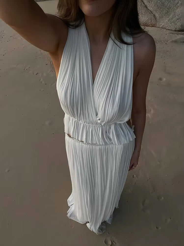 Two Piece Set - Skirt And Top - Maxi Skirt - Split Skirt