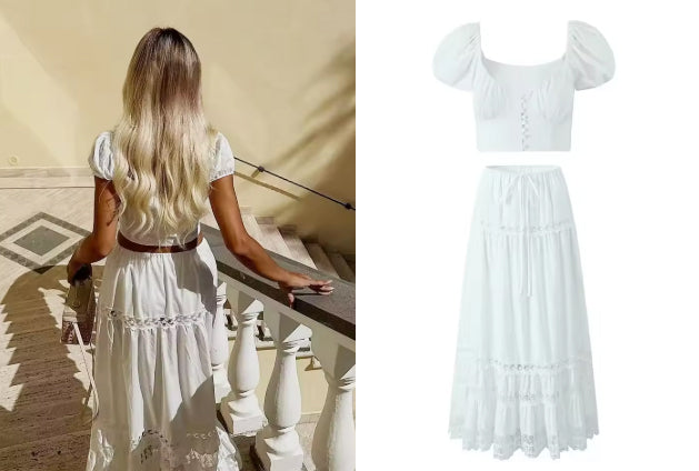 White Two Piece Set - Milk Maid Style