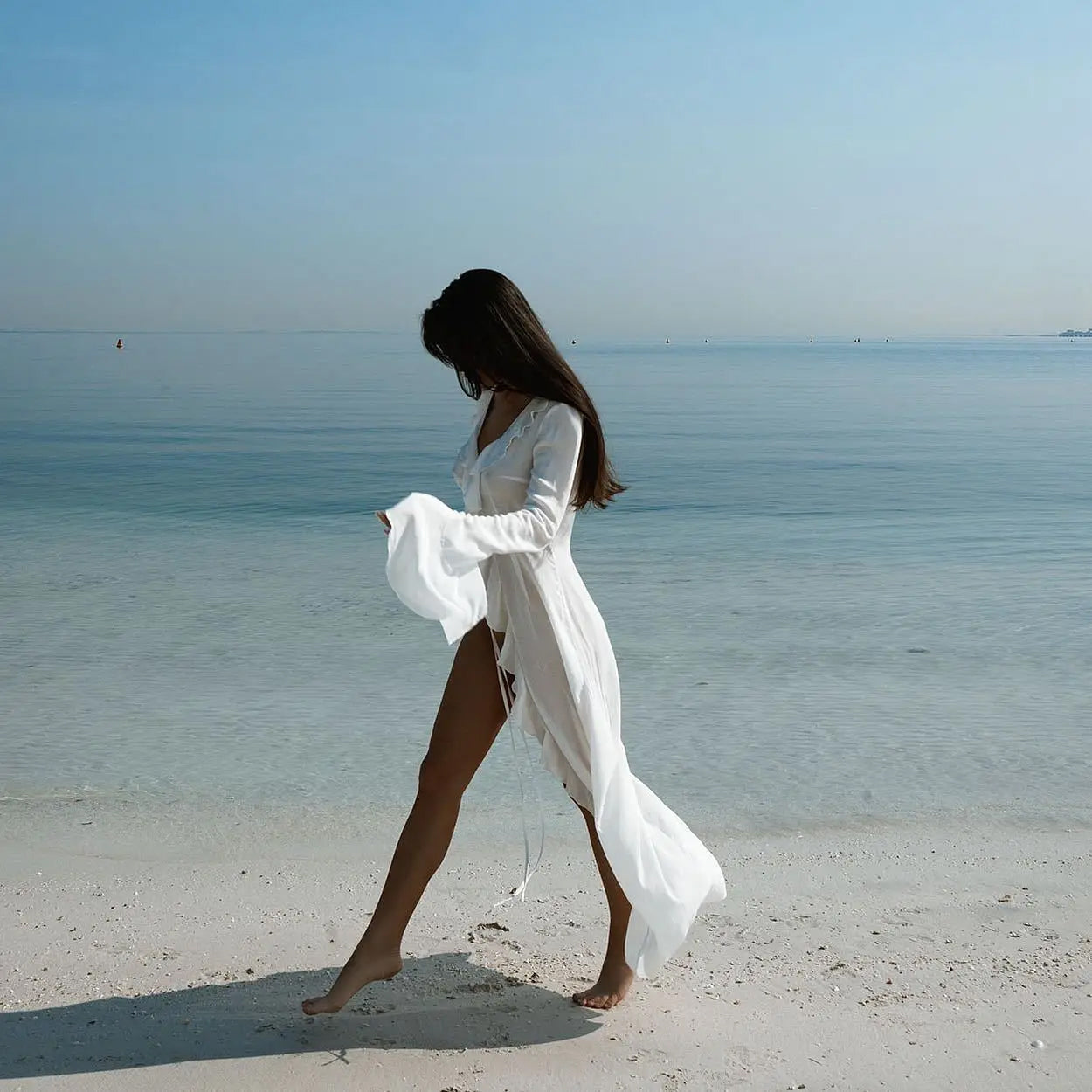 Women's White Sheer Open Robe - Maternity